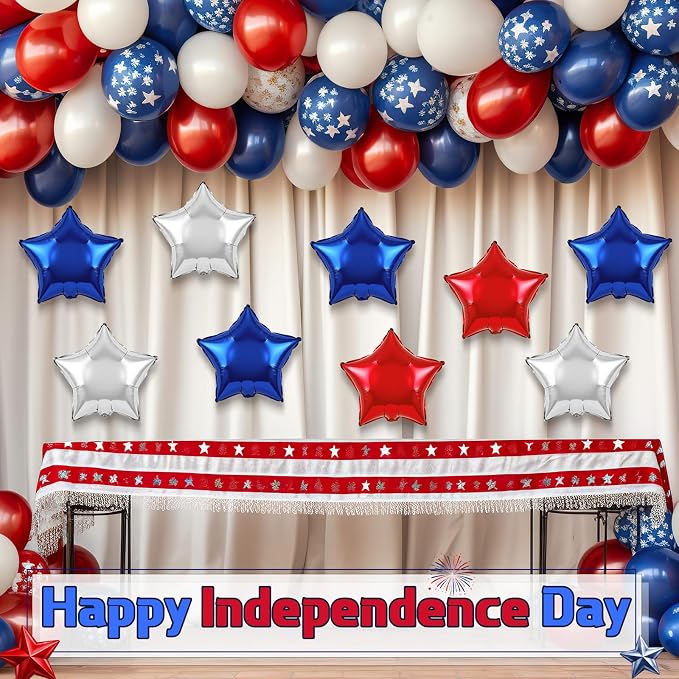90 Pack 18 Inch Red White Blue Balloons Star Foil Balloons Bulk Patriotic - Image 5