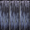Voircoloria Dark Blue Foil Fringe Backdrop Curtains, 3 Pack | Tinsel Streamers by Voircoloria