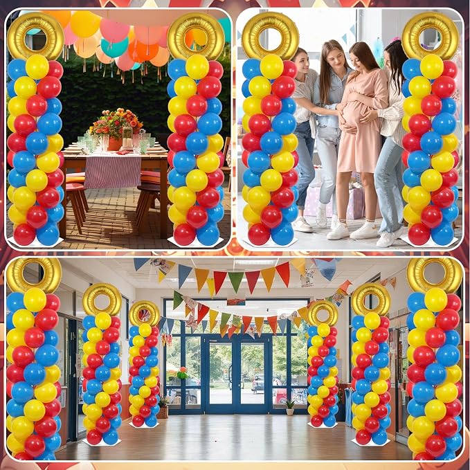 2 Sets Red Blue Yellow Balloon Column Stand Kit - Image 6