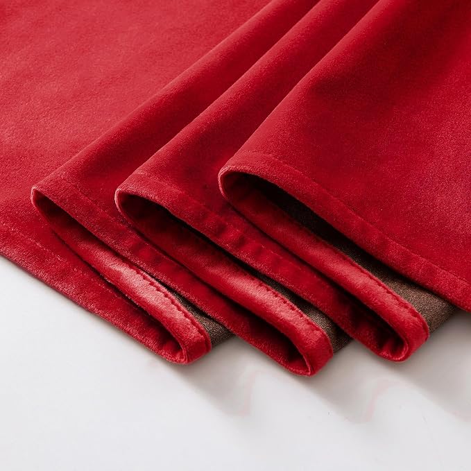 MIULEE Velvet Curtains Christmas Red 52 x 90 Inch Length Set of 2 | Grommet - Image 7