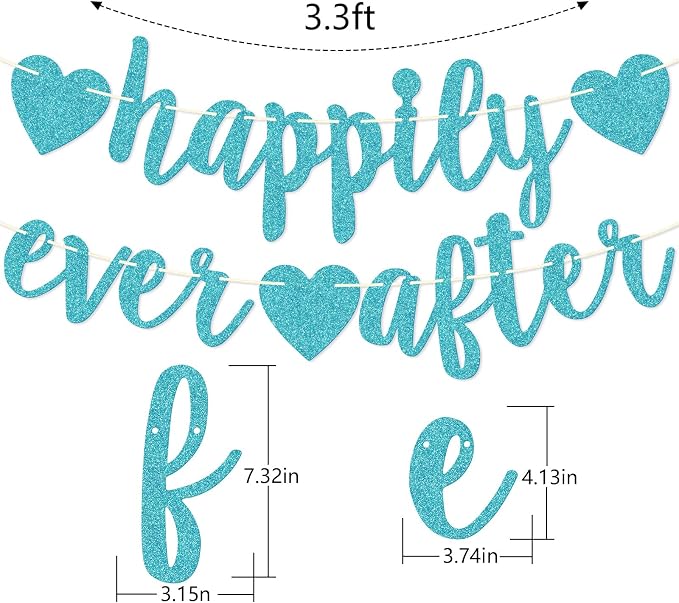 Happily Ever After Glitter Bunting Banner, Engagement, Bridal Shower, Wedding - Image 2