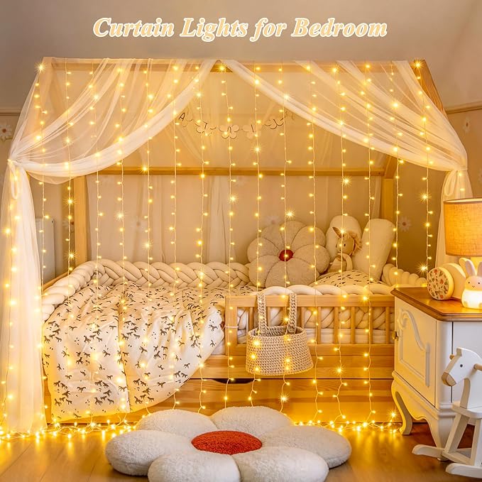 JMEXSUSS USB Plug in Curtain Lights 200 LED - Image 2