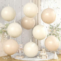 Cream Beige Round Foil Balloons 9 pcs, Metallic Giant 4D Round Balloons 22 Inch by Cledeco