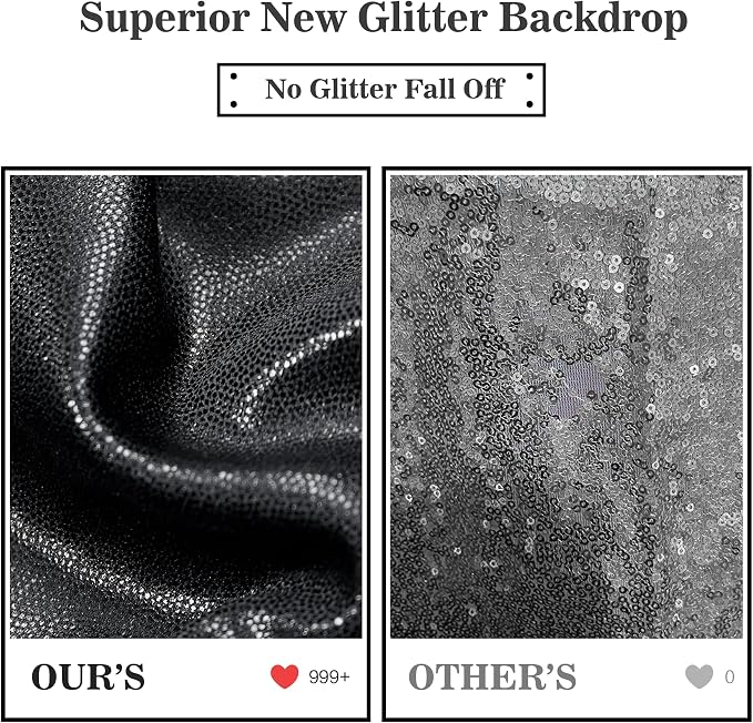 Outpain Thick 10 ft x 10 ft Black Sequin Backdrop Curtain - Image 2