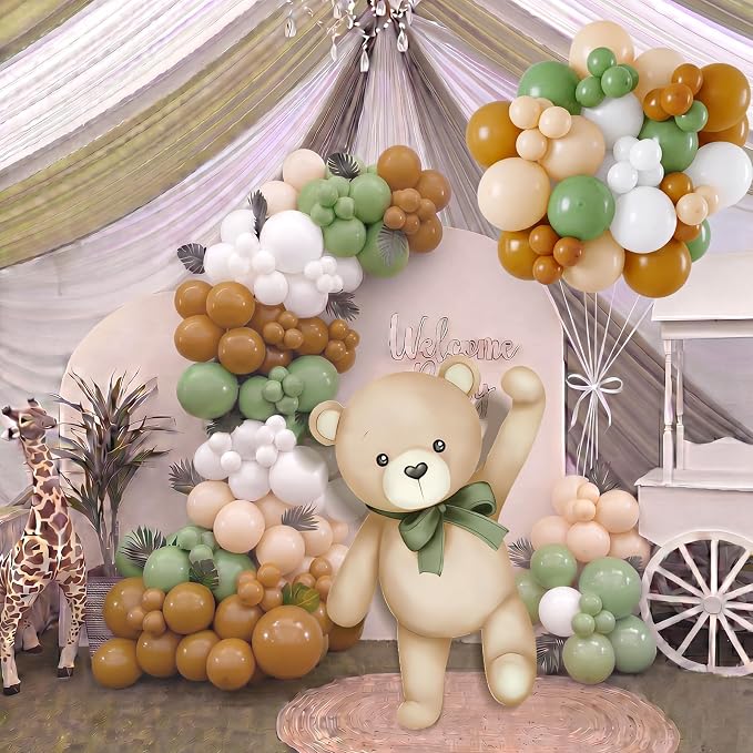 43 Pcs Sage Green Bear Baby Shower Decorations 31 Bears Cardboard Cutout Stand - Image 5