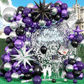 Purple Black Balloon Arch Kit, Sliver Star Foil Balloons by Saxuxu