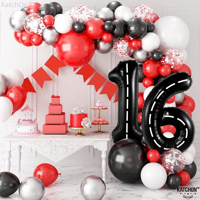 KatchOn Black 16th Birthday Balloons 40 Inch | 16 Balloon Numbers, 16th - Image 5