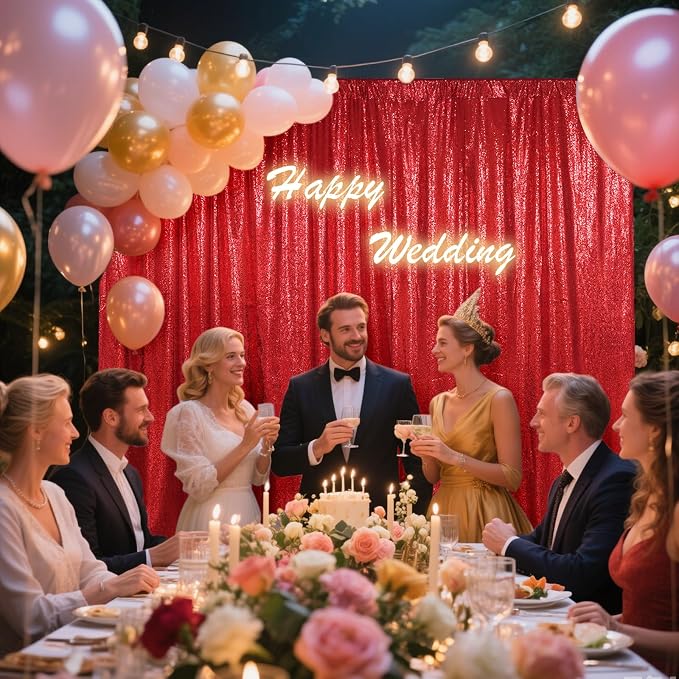 SquarePie 10x10ft Red Sequin Backdrop, High Density Non-Transparent Glitter - Image 8