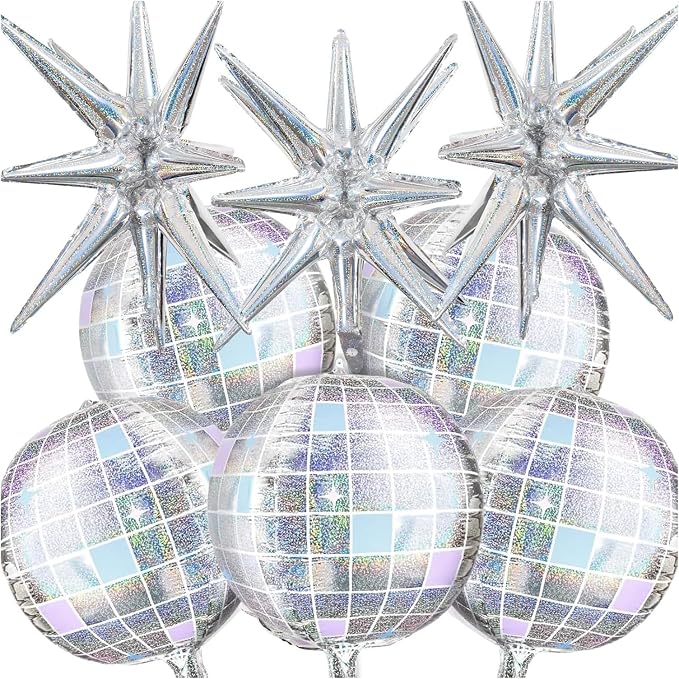 Disco Ball Balloons for 70s 80s Disco Party Decorations, 22 Inch Large 4D by OuMuaMua