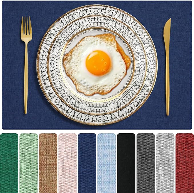 Cloth Placemats Set of 6, Cotton Linen Blend Place Mats, Double Layered by DWCCRURD