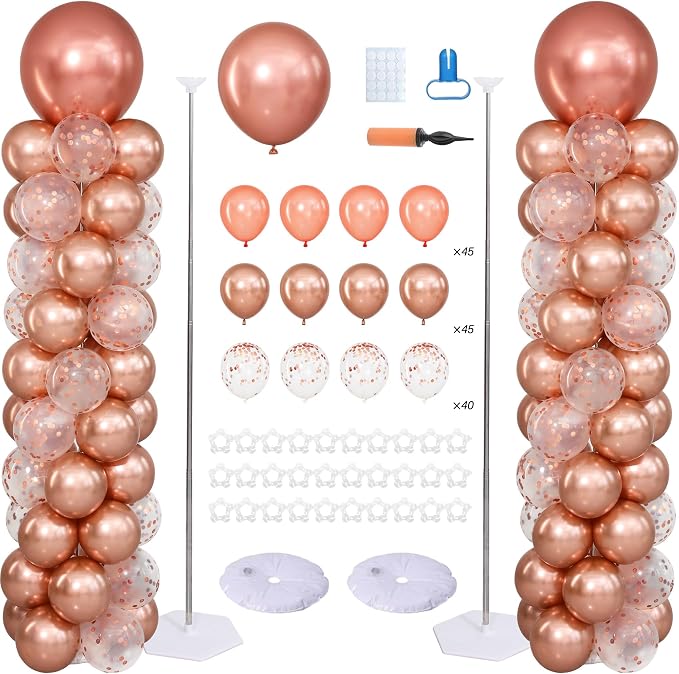 Rose Gold Balloon Column Stand Kit Set of 2 by ZyloonDecoration