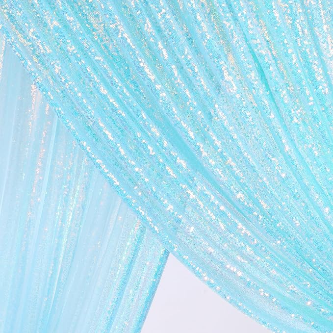 Blue Iridescent Sequin Backdrop 8ft x 8ft Glitter Photo Booth Backdrop | Sequin - Image 6