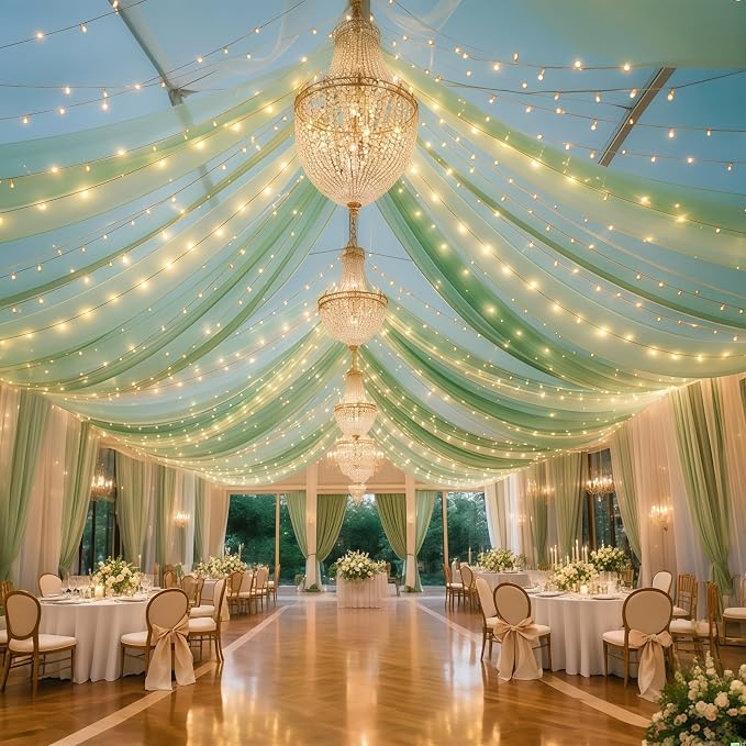 6 Panels Green Ceiling Curtains - Image 7