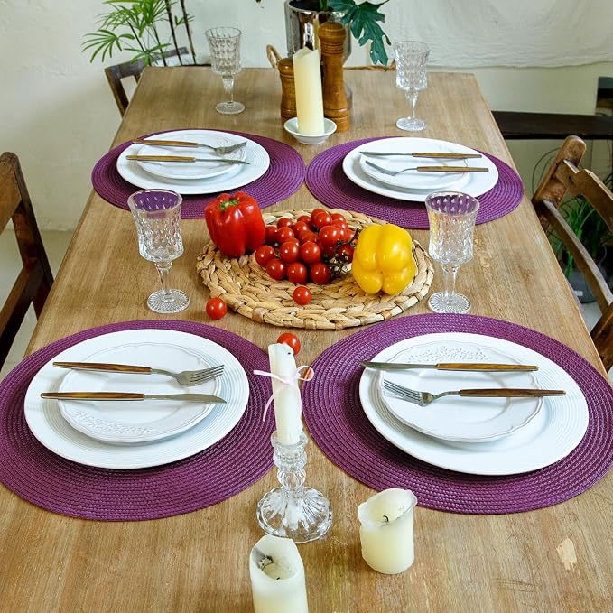 FunWheat Round Braided Placemats Set of 4 Table Mats - Image 6