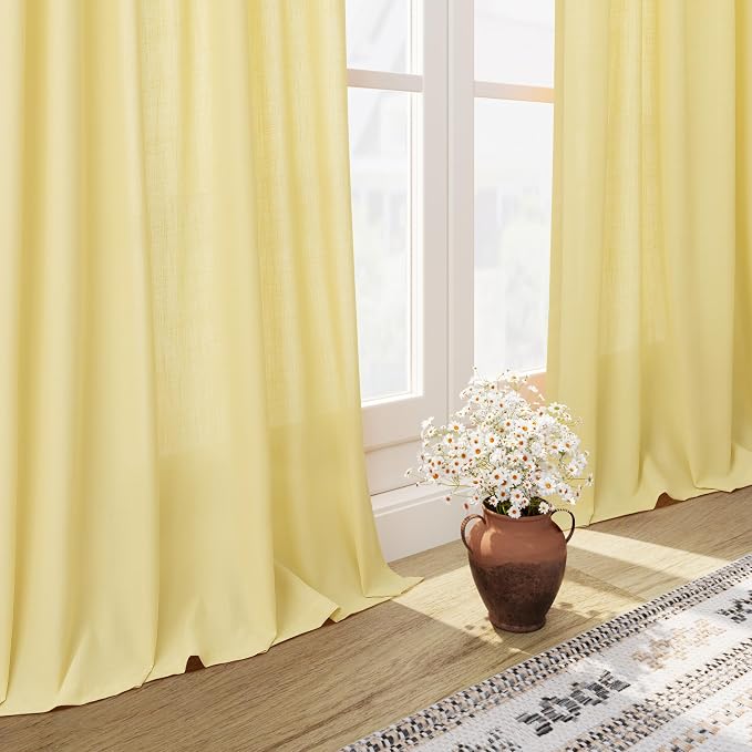 Yellow Linen Curtains 63 Inches Long - Image 6