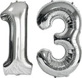 FIROMI 13 Number Balloons 40-inch Silver Big Foil Mylar 31 Balloon Numbers | by Firomi