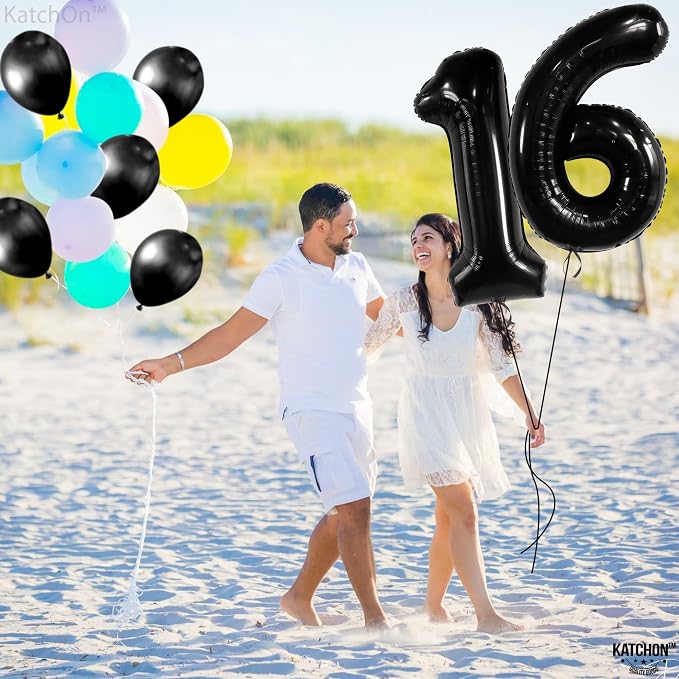 KatchOn Giant Black 16 Balloon Numbers Foil 40 Inch 16 Birthday Decorations | - Image 7
