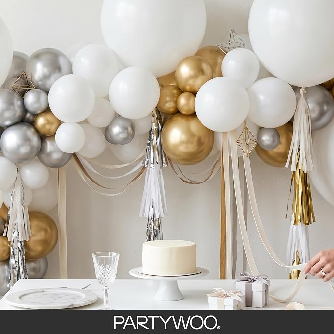 PartyWoo White Balloons 145pcs Matte White Latex Balloons Different Sizes | 18 - Image 8