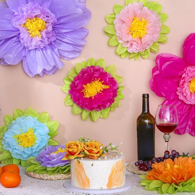 TaoBary Large Colorful Tissue Paper Flowers Giant Fiesta Paper Pom Poms - Image 7