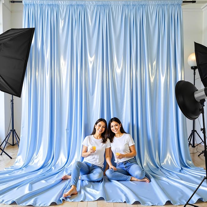 30x10ft Blue Glitter Backdrop Curtain - Image 7