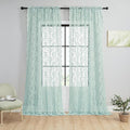 Pastel Turquoise Lace Curtains 96 Inches Long Rod Pocket Light Teal Paisley by FOLKSIDEHomeDecoration