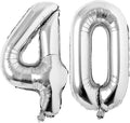 Jonhamwelbor 40 Balloon Noumbers Silver Giant Jumbo Big Large Balloons 40 Years by Jonhamwelbor
