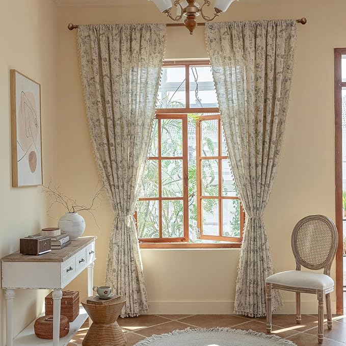 ENJOYBRIDAL Floral Curtains 84 Inch Long Vintage 2 Panels Drapes Rod Pocket - Image 5