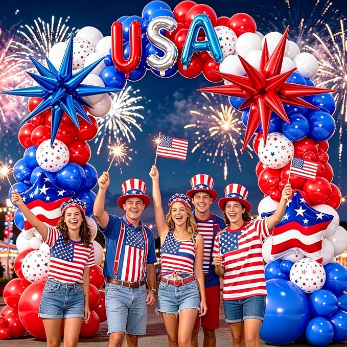 4th of July Balloon Garland Arch Kit, Patriotic Decorations - Image 3