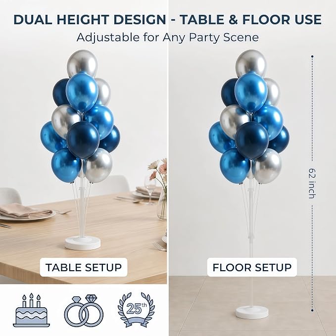 Blue Silver Balloon Column Stand - Image 3