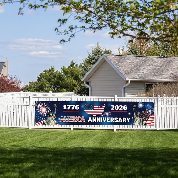 American 250th Anniversary Banner, 300x60cm/10x2ft American Patriotic Flag USA - Image 6