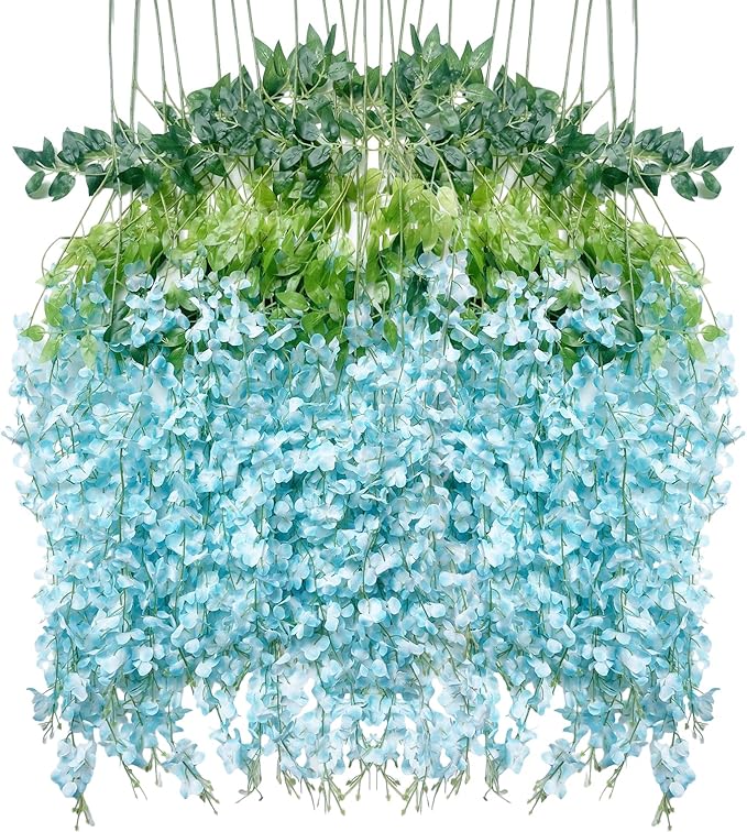 Artificial Flowers Hanging Flowers, Fake Wisteria Flower Garland Silk Vines by WONICE