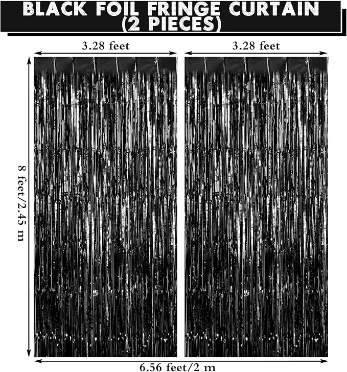 2 Pack Fringe Curtains Foil Shiny Fringe Backdrop Tinsel Door Streamers Foil - Image 2