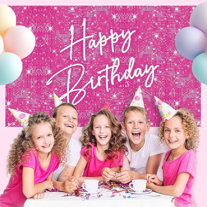 Glitter Happy Birthday Backdrop Banner, Happy Birthday Party Decoration Yard - Image 4