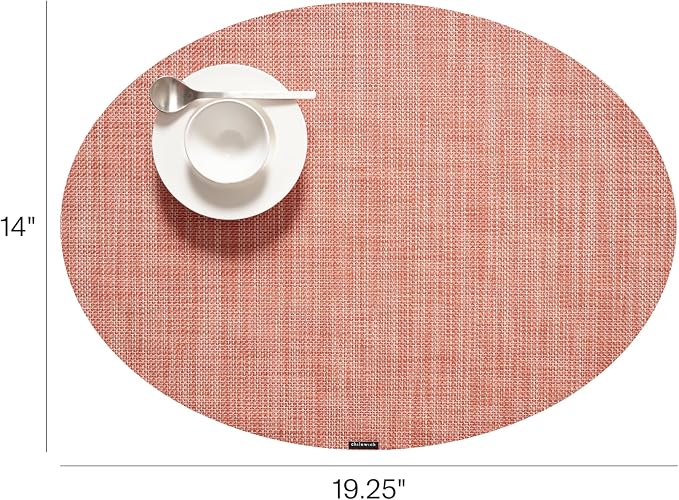 Chilewich Mini Basketweave Placemats, Woven Oval Placemats Set of 4 | Reusable - Image 2