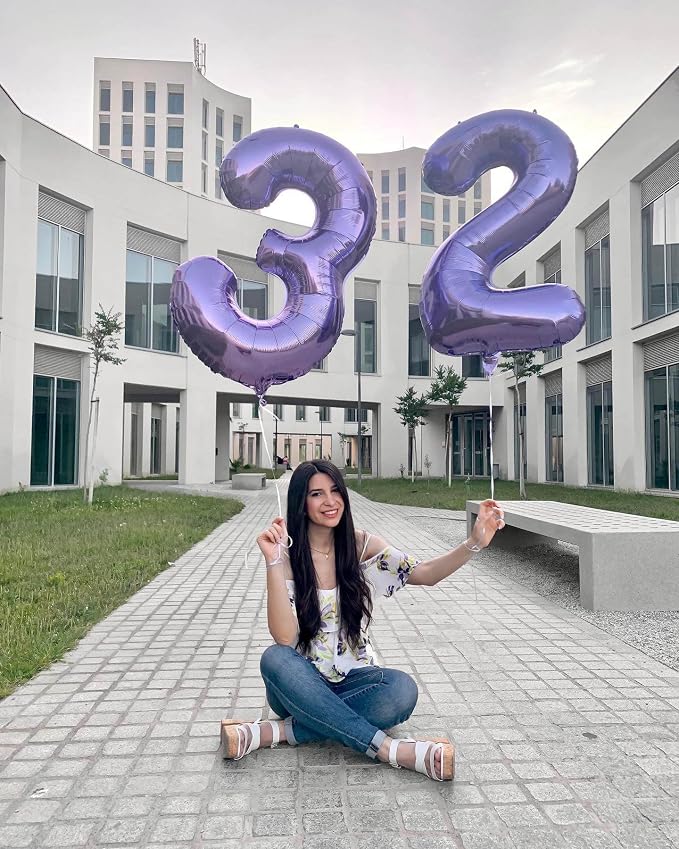 Number 19 Purple Balloons 40 Inch Giant Purple Foil 19 Helium Balloons - Image 6