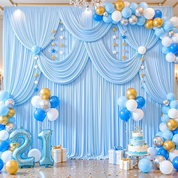 10x12 Baby Blue Backdrop Curtains - Image 4