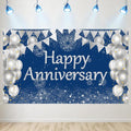 Blue Happy Anniversary Banner, Wedding Anniversary Sign Decorations Supplies by Unknown