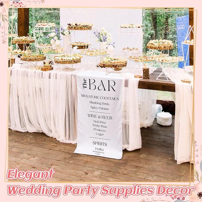 HunnmingRe Fabric Wedding Bar Sign 78x29 Inch White Linen Rustic Bar Wedding - Image 5