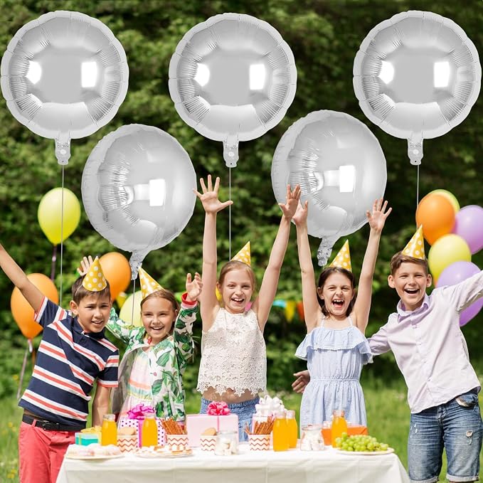 20 Pcs Silver Round Shaped Balloons, 18 Inch Round Foil Balloon, Giant Round - Image 6