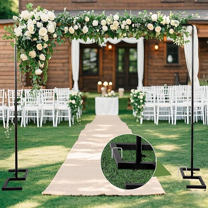 8.2FT Square Wedding Arch, Metal Backdrop Stand Heavy Duty Adjustable | Extra 2 - Image 3