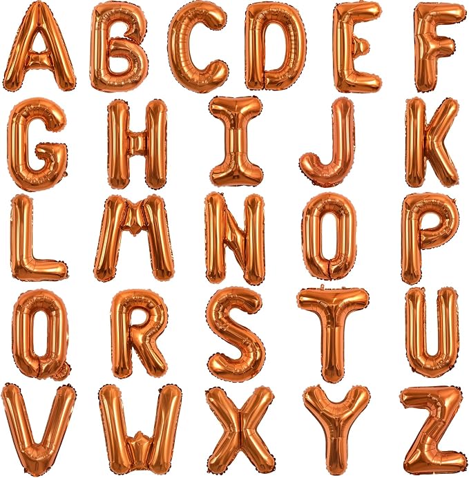 TONIFUL Orange Letter Balloons 2 Set 16 Inch A-Z Custom Alphabet Banner | 52 by TONIFUL