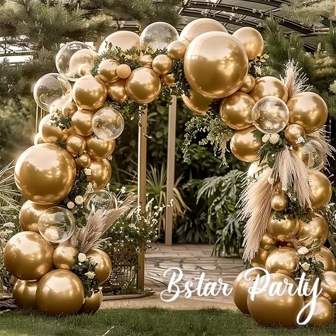 Chrome Metallic Gold Balloon Garland Arch Kit | Different Sizes Gold Balloons - Image 4