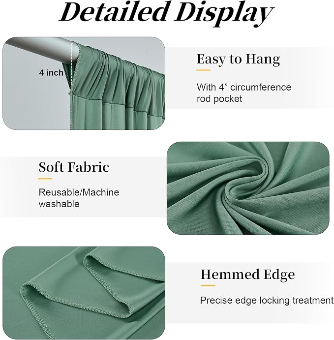 12ft x 10ft Grayish Green Backdrop Curtains - Image 4