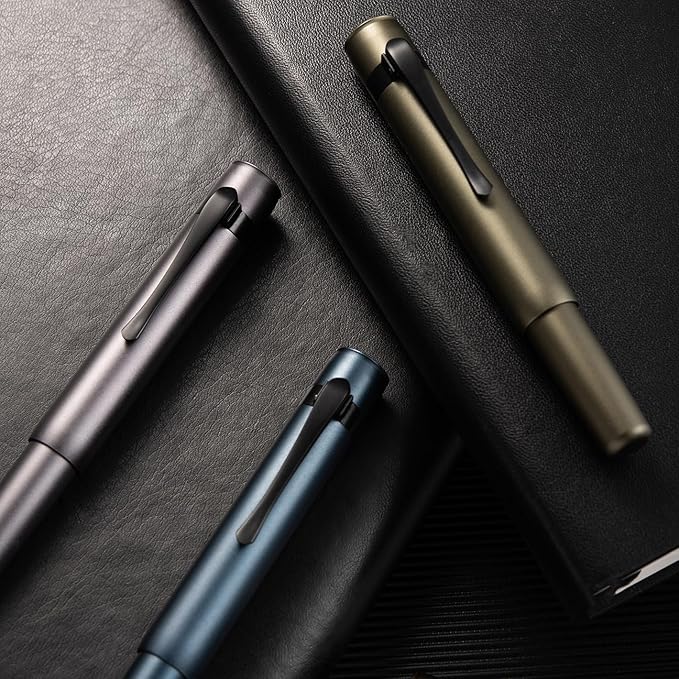 Hongdian M2 Black Forest Mini Fountain Pen, Extra Fine Soft Nib & Sleek Shape Aluminium Short Pocket Travel Pen (Midnight Blue)