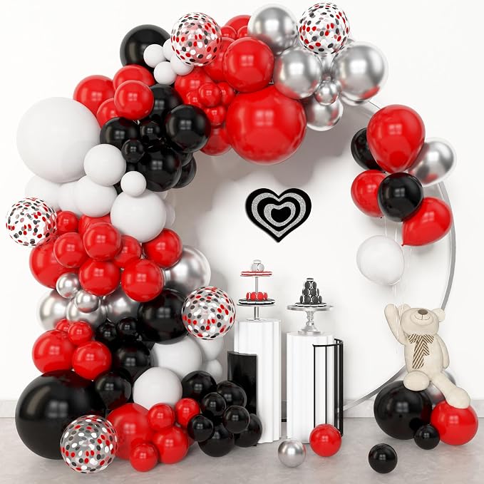 Amandir 153pcs Red Black and White Balloon Arch Garland Kit Different Sizes | - Image 8