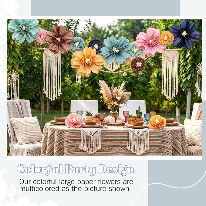 TaoBary Large Colorful Tissue Paper Flowers Giant Fiesta Paper Pom Poms - Image 6