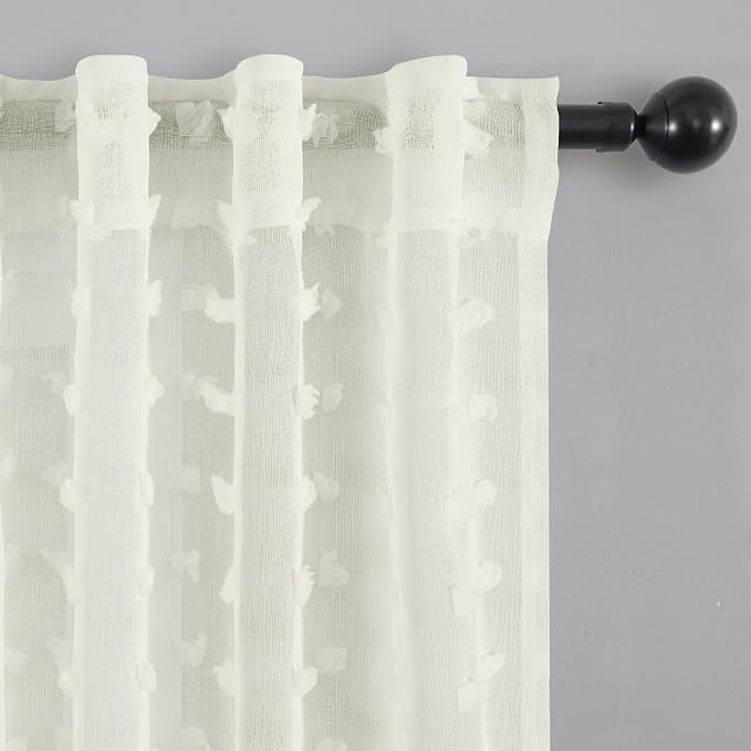 KOUFALL Cream Off White Curtains 96 Inches Long - Image 6