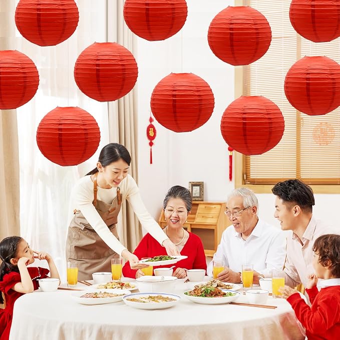 Red Paper Lanterns Round Shape Chinese Japanese Lanterns - Image 5