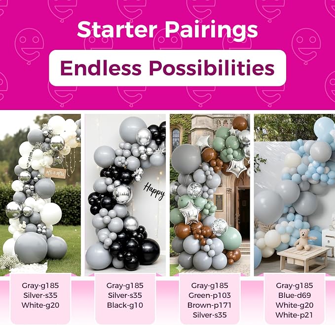 Bezente Gray Latex Matte Party Balloons 150 Pack 5 inch Small | Pastel Grey - Image 4
