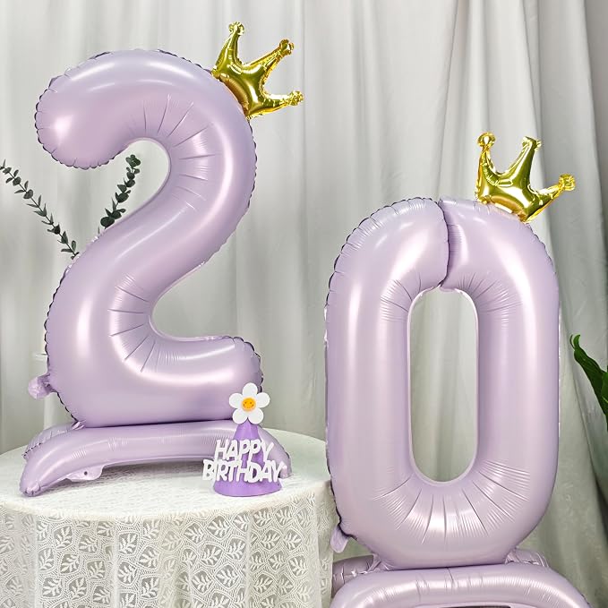 Standing Purple Crown Number 2 Balloon 40In Pastel Purple Crown 2 Balloon | - Image 4